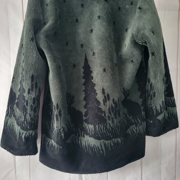Vintage Nordic Lights Fleece Hooded Reversible Jacket Women’s XL Forrest Green - Picture 4 of 9